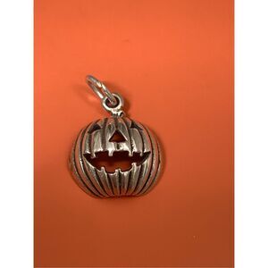 .925 Pumpkin Jack O Lantern Sterling Silver Jewelry Charm #halloween